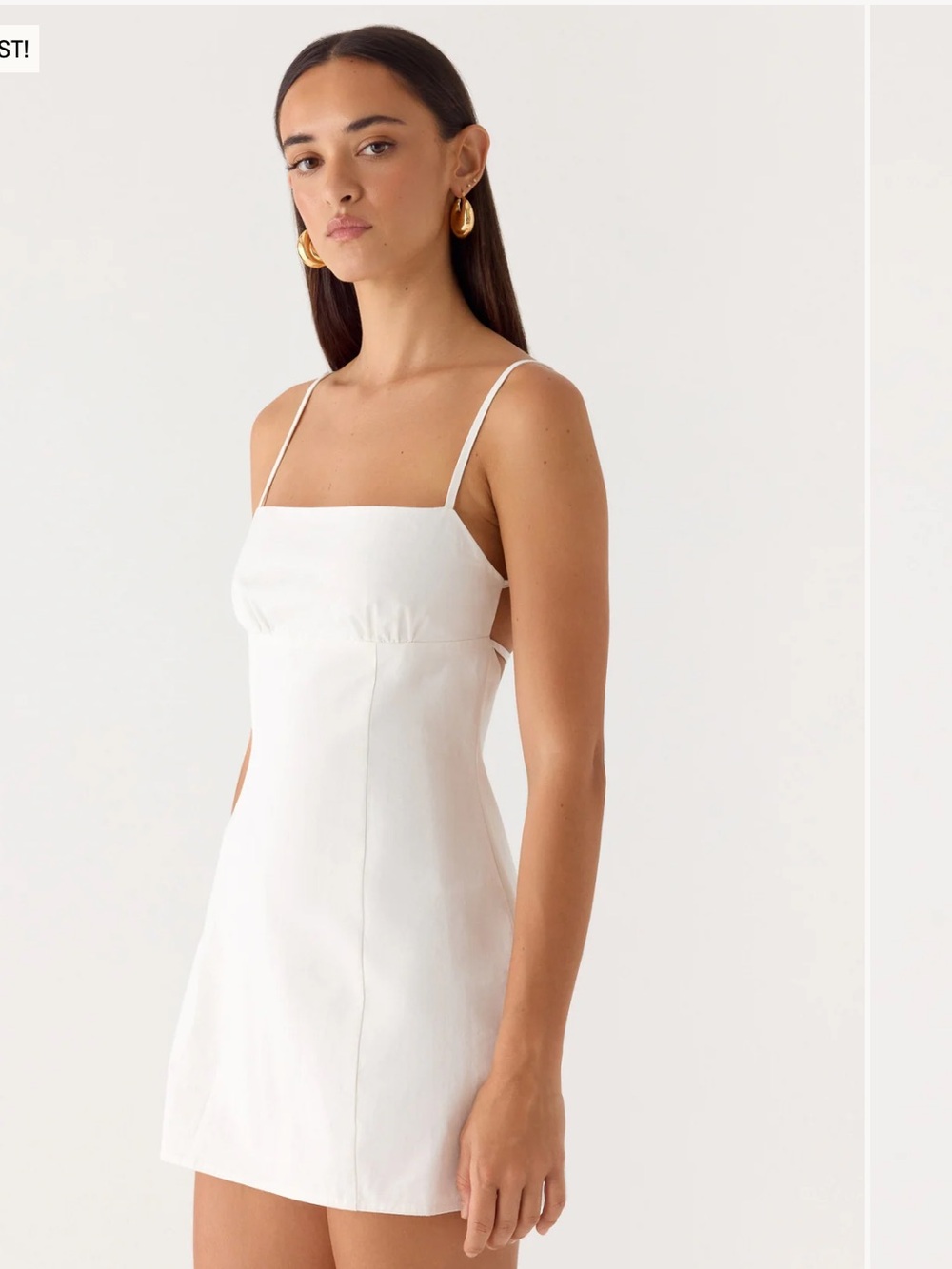 Peppermayo White Square Neck Backless Mini Dress